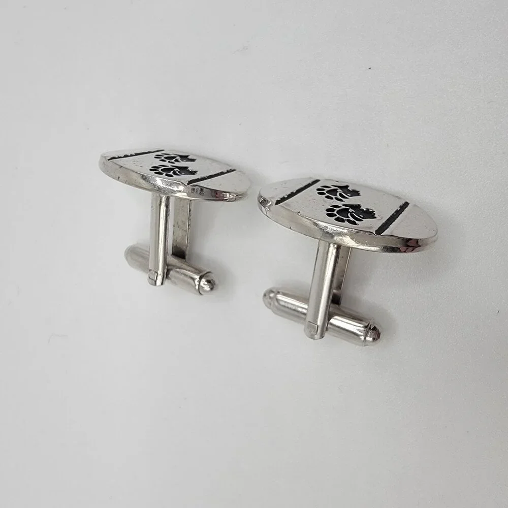 Warriors In‎ Headdress Profile Vintage Silver Tone Men's Cufflinks